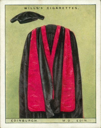 大学风帽和长袍：爱丁堡大学，医学博士，MD，Edin（彩色石版印刷） 作者 英语学校