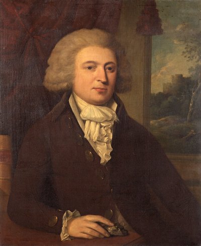 未知的绅士与矿物标本，c.1790 作者 英语学校