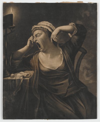 无题（女人打呵欠），c.1780（mezzotint） 作者 英语学校