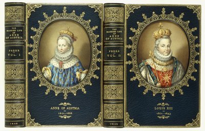 上盖套装，带有奥地利安妮和路易十三的两个椭圆形肖像，1865年 作者 英语学校