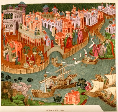 威尼斯，1338年，在Bodleian图书馆的手稿之后，来自JR Green的“英国人的短暂历史”，1893年出版 作者 英语学校
