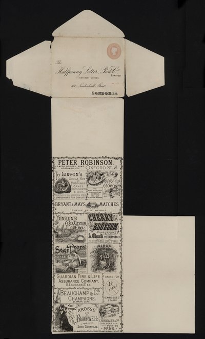 伦敦利登霍尔街 Halfpenny Letter Post Company 的维多利亚时代邮政信纸（石版印刷） 作者 英语学校