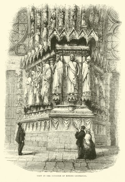 查看在Rheims大教堂内部，1870年9月 作者 英语学校
