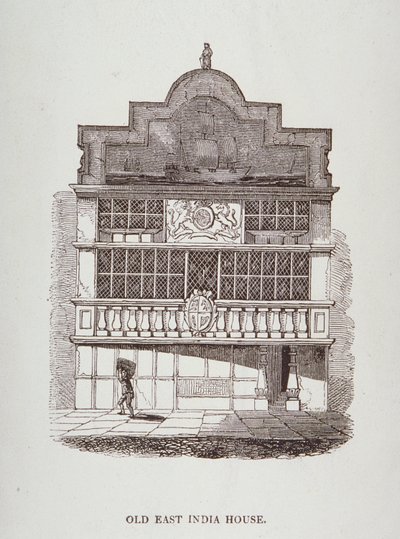东印度议院看法，有在前面的图，c.1700 作者 英语学校