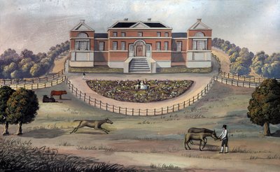 公园中的乡间别墅景观，约1825年（纸上水粉画） 作者 英语学校