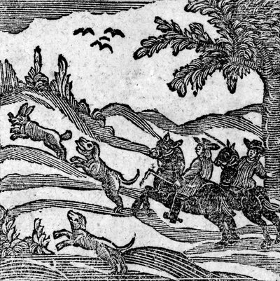 狩猎场景的视图，来自&39;Rox of Roxburghe Ballads&39; 作者 英语学校
