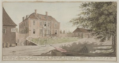 在格陵兰码头的一个古老豪宅的视图在Rotherhithe，Bermondsey，1796（在纸上的wc） 作者 英语学校