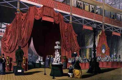 1851年大展奥地利展区的雕塑作品，来自迪金森的《综合图片》（彩色平印）。 作者 英语学校