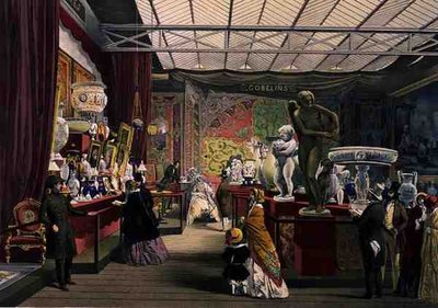 1851年大展的法国展区，来自迪金森的《综合图片》（彩色平印）。 作者 英语学校