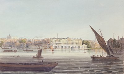 从Bankside，1796年新萨默塞特之家河滨的视图 作者 英语学校