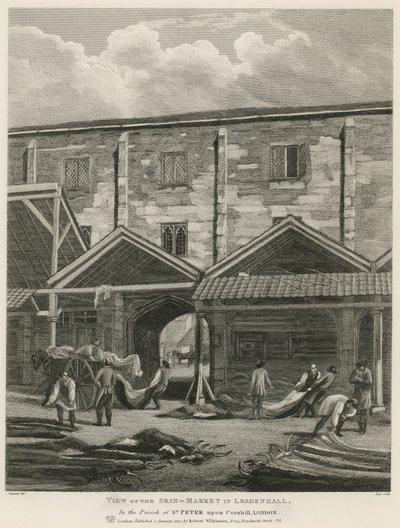 Leadenhall的皮肤市场的看法，在圣皮特山教区在Cornhill，伦敦 作者 英语学校