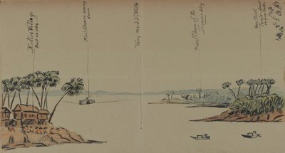 1886年在河上观看（纸和笔在纸上的墨水） 作者 英语学校
