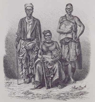 Loango Coast的村长，妻子和高官，来自Falkenstein博士的照片，来自“人类的历史”，第1卷，由Friedrich Ratzel教授，1896年 作者 英语学校