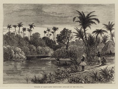 Kwa-Kwa 上的半种姓葡萄牙非洲人村庄（版画） 作者 英语学校