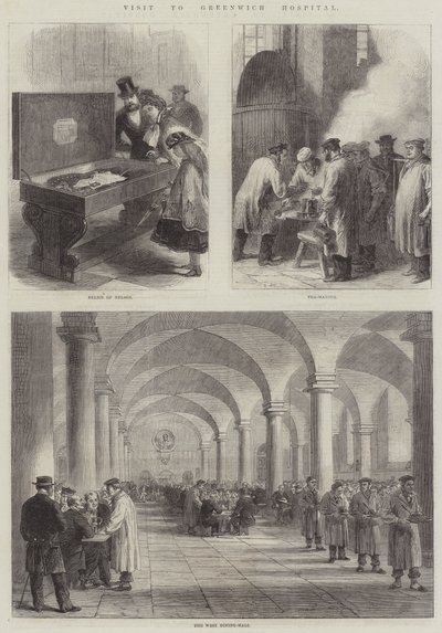 参观格林威治医院（雕刻）。 作者 英语学校