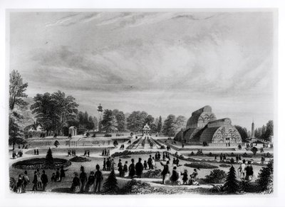 参观者在Kew Palace观看棕榈屋，1860年代 作者 英语学校
