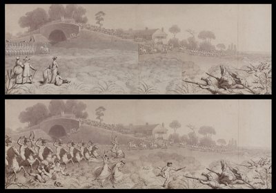 Wormwood Scrubs的志愿者评论显示了Mitre Tavern和Mitre Bridge，Hammersmith，c.1800（在纸上洗） 作者 英语学校