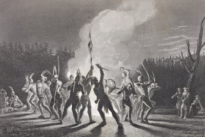 华盛顿和费尔法克斯参加1748年的印度战争舞蹈，来自“历史肖像画廊”，出版于1880年 作者 英语学校