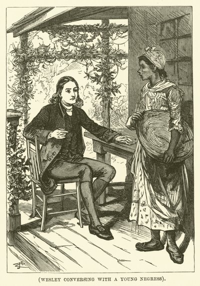 卫斯理与一位年轻的女黑人交谈（雕刻） 作者 英语学校