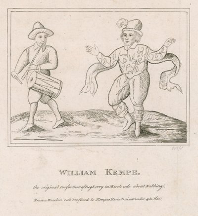 William Kempe，Dogberry的最初表演者，在Ado About Nothing中 作者 英语学校