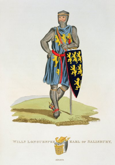 William de Longuespee，索尔兹伯里第3伯爵（d.1226）1224，由W. Maddocks雕刻，来自Ancient Armour by Samuel Rush Meyrick，1824 作者 英语学校