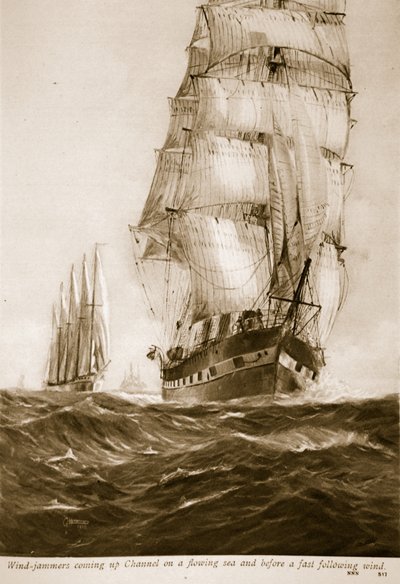 风力发电机上升通道在流动的海上和快速跟随风之前，1914-19 作者 英语学校