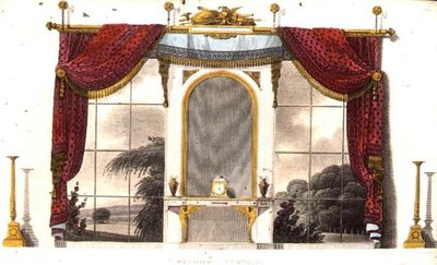闺房的窗帘，板块3来自阿克曼的《艺术文献》，1809年出版（彩色平印）。 作者 英语学校
