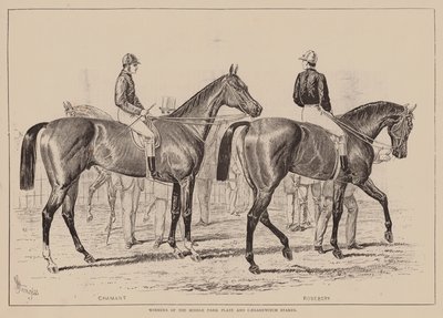 Middle Park 锦标和 Caesarewitch 锦标的获胜者（雕刻） 作者 英语学校