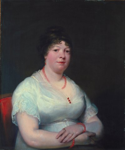 有蔷薇石英首饰的妇女，c.1810-15 作者 英语学校