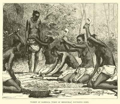 Kambala（本格拉西部）的妇女捣碎玉米 作者 英语学校