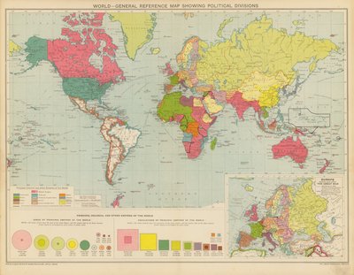 世界，显示政治分区的一般参考地图（彩色平版） 作者 英语学校