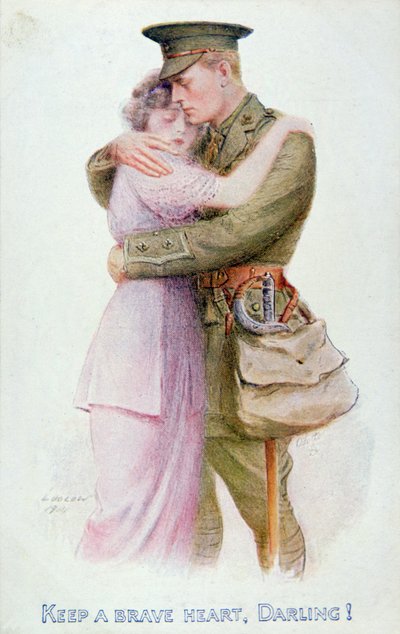 第一次世界大战明信片，约1914-18年（彩色平印）。 作者 英语学校