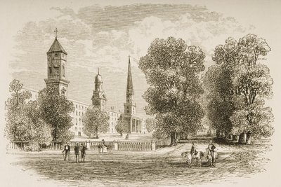 耶鲁大学，纽黑文，1870年，来自1876年宗教学会出版的“美国图片” 作者 英语学校