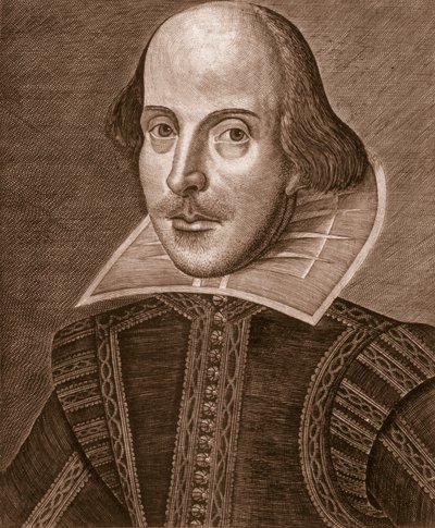 威廉·莎士比亚的肖像，由Martin Droeshout（约1560-c.1642）刻，1623年 作者 英语学校英语学校