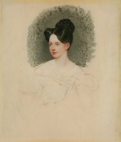 Marianne Cregoe Colmare（后来的Baurton Bennett女士）未完成的肖像c.1833-34（卡上装有象牙的缩影） 作者 英语学校英语学校