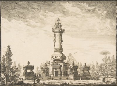 用于墓穴的葬礼柱子的透视图...，1746-50。 作者 恩内蒙德·亚历山大·佩蒂托