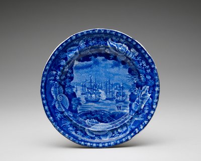 盘子c。 1818-1846年（带转移打印的铅釉陶器） 作者 伊诺克·伍德和儿子
