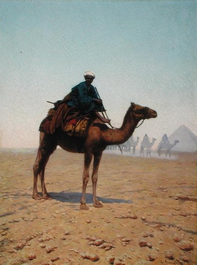 车队经过金字塔，c.1869（布面油画） 作者 恩里科·塔伦吉