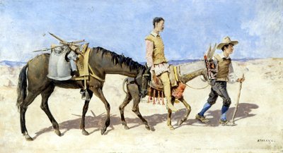 堂吉诃德与桑丘-潘萨》。阿塔拉亚的绘画作品。 作者 恩里克·阿塔拉亚