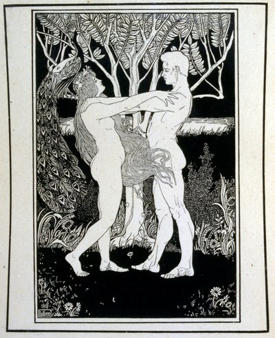 Adam and Eve (innocence), from the book Judah illustrated by Ephraim Moses Lilien (1874-1925). Lilian is considered as the father of Zionist iconography, created in the Jugendstil (German art nouveau) style. He illustrated