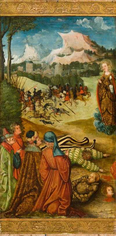1519年，圣玛丽抹大拉（Mad Mary Magdalene）为忏悔献上一个死去的骑士（橡木板上的油） 作者 埃哈德·阿尔特多夫（Erhard Altdorfer）