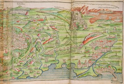 耶路撒冷城地图，选自 Bernhard von Breydenbach（1440-97 年）的《Peregrinatio in Terram Sanctam》。 作者 艾哈德·鲁威奇