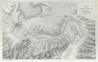 1847年8月和9847年墨裔美国人战争期间，美国陆军在墨西哥谷的作战地图。 作者 埃哈德·希伯（Erhard Schieble）