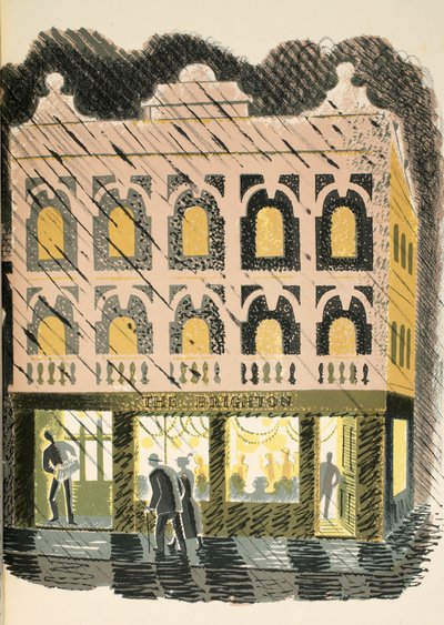 公共屋，来自JM Richards的&39;High Street&39;的插图，由Curwen Press，pub打印。 1938年的乡村生活 作者 埃里克·拉维鲁（Eric Ravilious）