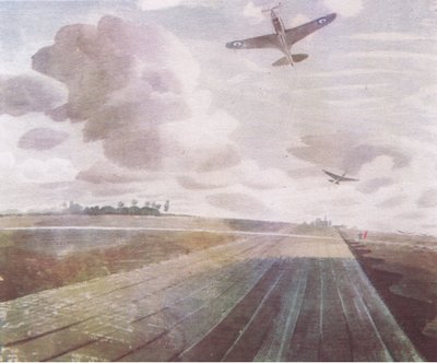 跑道透视，1941年，来自1947年柯林斯出版的英国冒险 作者 埃里克·拉维鲁（Eric Ravilious）