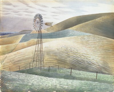 风车，1934年 作者 埃里克·拉维鲁（Eric Ravilious）