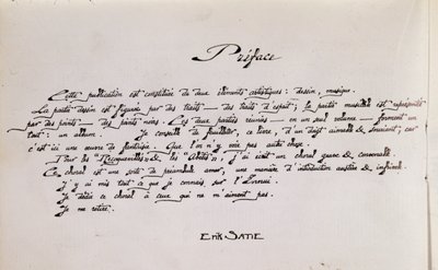 带图画的乐谱序言手稿页 作者 埃里克·萨蒂（Erik Satie）