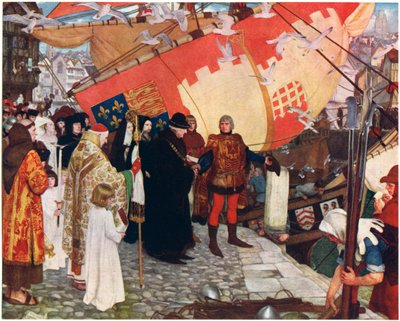 约翰和塞巴斯蒂安·卡伯特（John and Sebastian Cabot）于1497年从布里斯托尔出发，c1900-1930年 作者 欧内斯特董事会