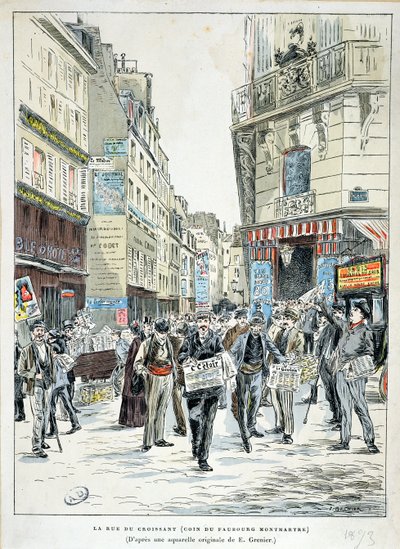 1893年在巴黎第11区的Rue de Croissant的视图 作者 欧内斯特·格里尼尔