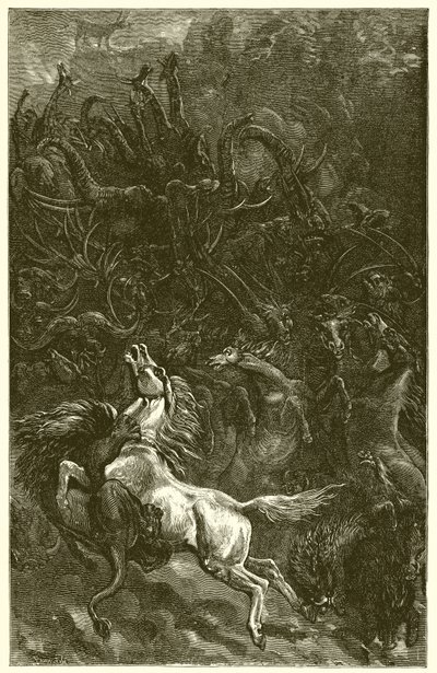 驴和狮子狩猎 作者 Ernest Henry Griset